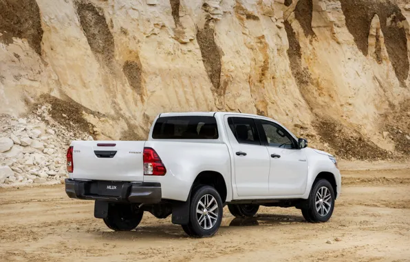 White, Toyota, pickup, Hilux, Special Edition, 2019, the bottom of the quarry