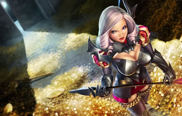 Picture girl, art, arrow, Archer, League of Legends, ashe, Frost Archer