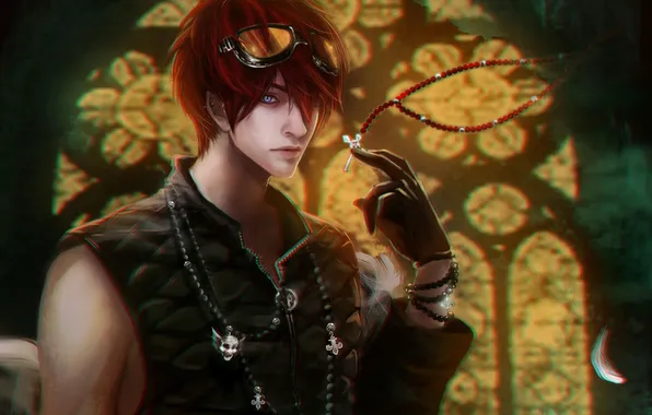 Glasses, pendant, guy, chain, cross, RikaMello