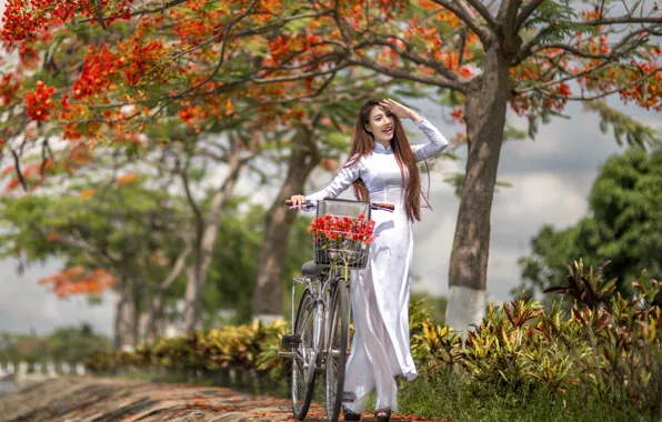 Summer, girl, bike