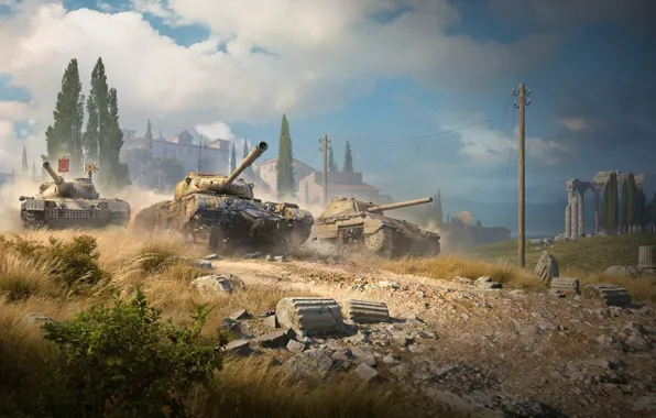 Clouds, building, tank, Game, World of tanks, World of Tanks, Wargaming.net, Lesta Games