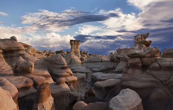 The sky, clouds, mountains, rocks, form, layers