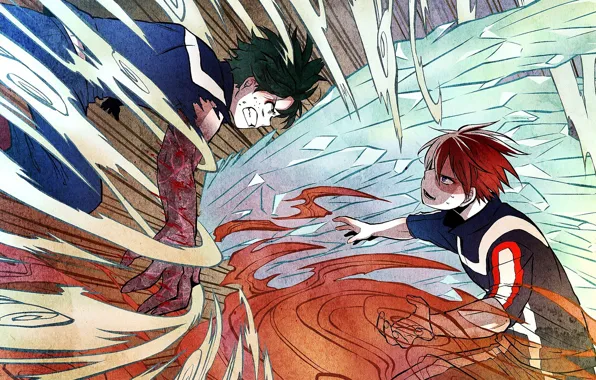 Guys, exam, My hero Academy, Boku No Hero Academy, Midori Isuku, Todoroki Shoto
