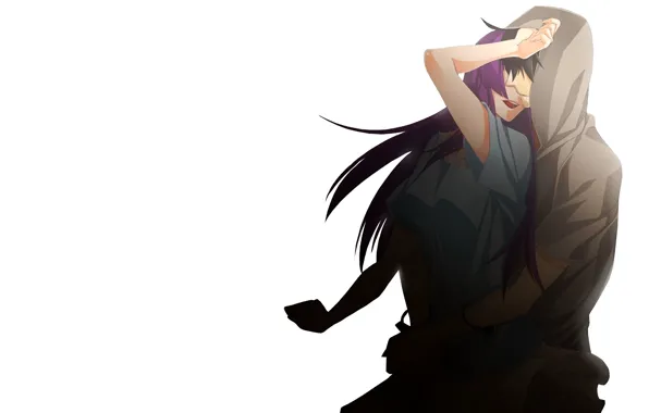 Girl, anime, art, pair, guy, two, Bakemonogatari