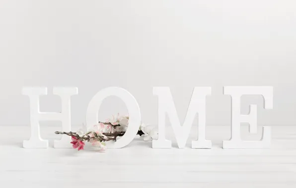 Flowers, house, letters, home