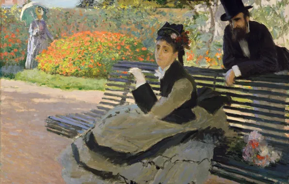 Picture, Claude Monet, genre, Camille Monet on a Garden Bench
