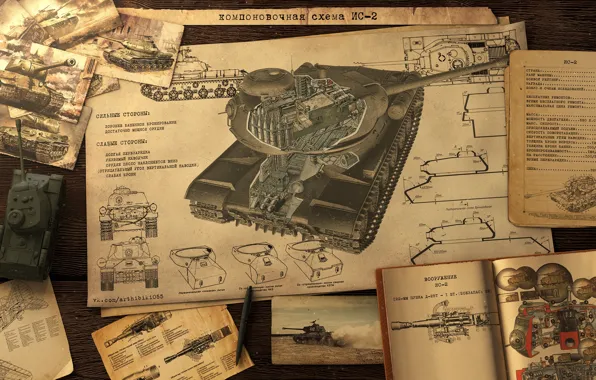 Books, layout, drawings, layout scheme of is-2, layout sheme IS-2