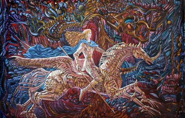 Picture Valkyrie, Aibek Begalin, woman on the horse, Two thousand two