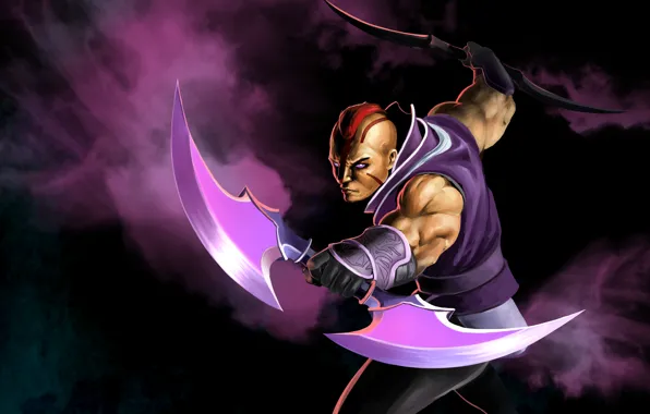 Picture weapons, art, guy, swords, stand, Dota 2, Ulsae, Anti-Mage