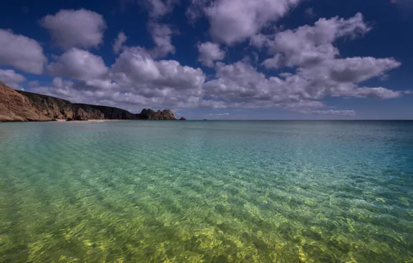 Picture sea, clouds, nature, rocks, shore, England