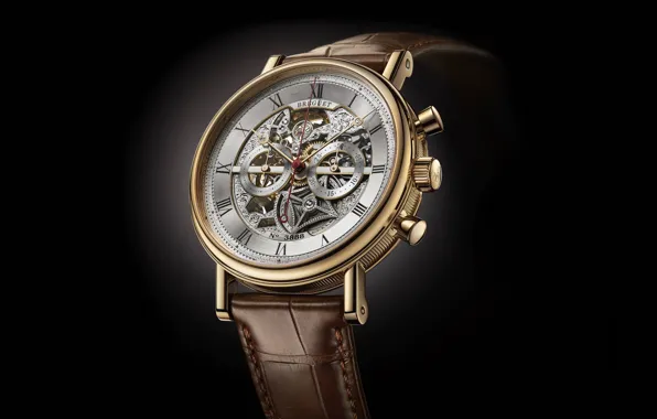 Time, style, watch, black background, Swiss, wrist, men's, Breguet