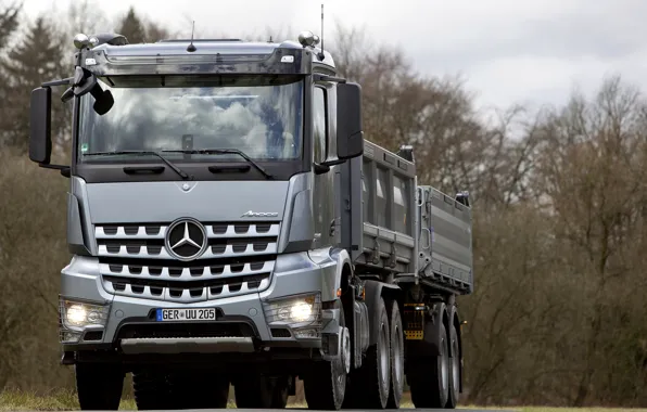 Picture trees, grey, Mercedes-Benz, the trailer, 2013, dump truck, triaxial, Arocs