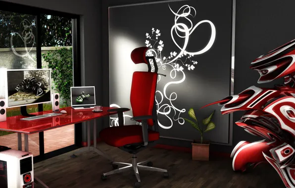 Picture computer, style, table, interior, chair, laptop