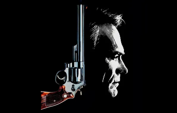 Picture gun, weapon, man, classic, face, Clint Eastwood, revolver, Smith & Wesson