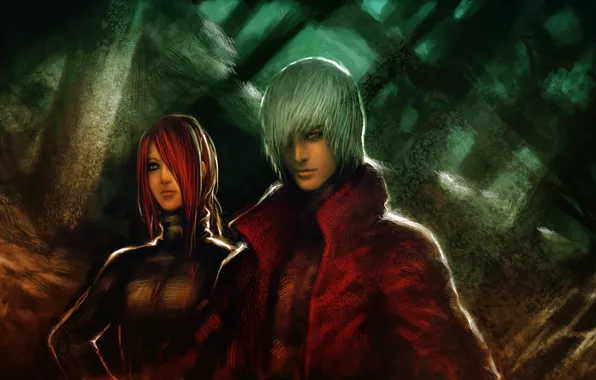 Girl, art, guy, Dante, Devil may cry, Lucia