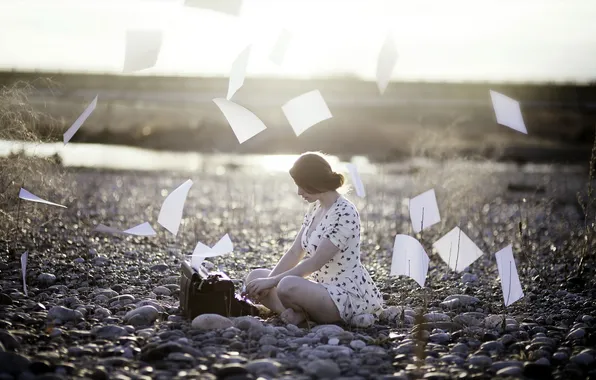 Picture girl, paper, background