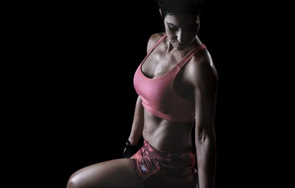 Muscle, pose, shadows, female, Fitness, sportswear