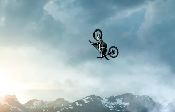 Picture Clouds, Mountains, Flight, Motorcycle, USA, Male, Tom Cruise, Tom Cruise