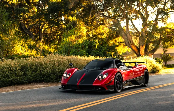 Picture red, Pagani, Zonda, hypercar, Pagani Zonda Cinque