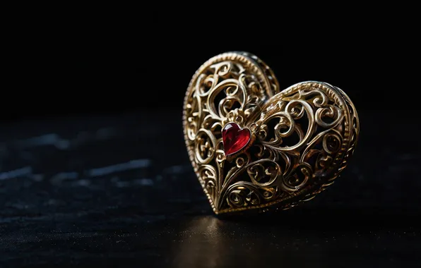 Love, holiday, pattern, heart, curls, decoration, black background, ornament