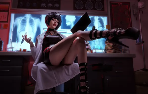 Picture Alin Ma, women, Persona series, Tae Takemi, upskirt, model, video games, cosplay