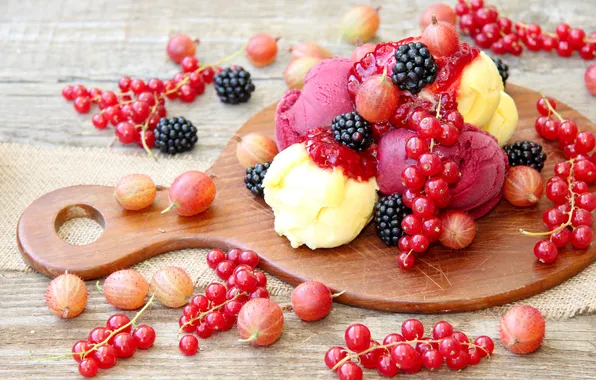 Picture berries, raspberry, ice cream, dessert, currants, BlackBerry, sweet, sweet