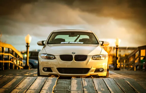 BMW, white, wheels, tuning, front, E92