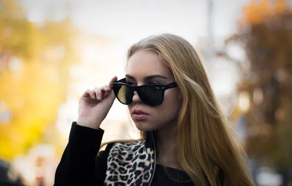 Girl, pose, model, hand, portrait, makeup, glasses, hairstyle