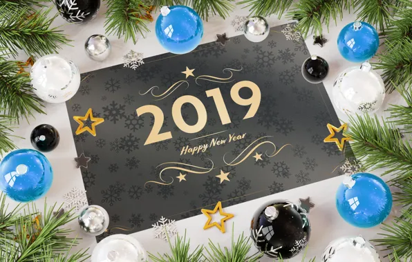 Decoration, holiday, the inscription, balls, toy, new year, happy new year, decor