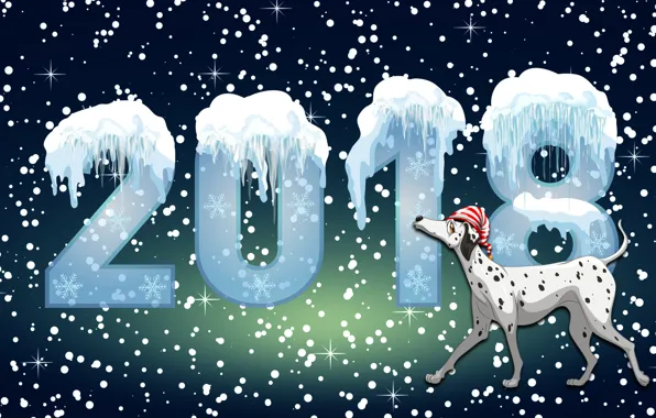 Winter, Minimalism, Dog, Snow, Background, New year, Holiday, Mood