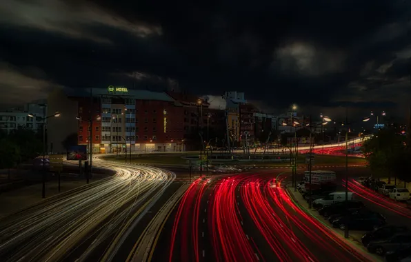 Night, the city, lights, Valencia