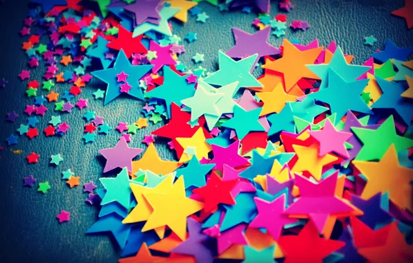 Colored, small, stars, large