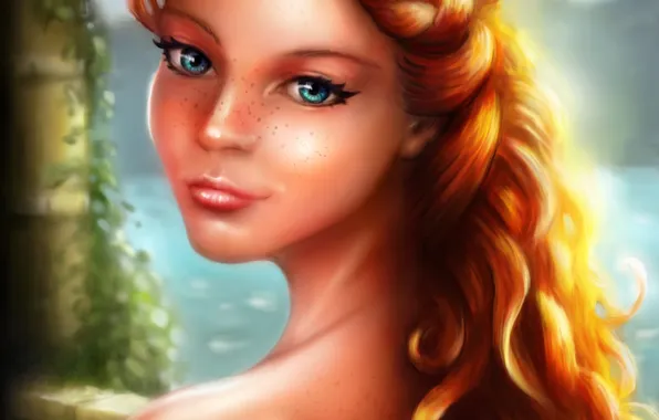 Girl, face, hair, art, freckles, curls, Game of Thrones, Margaery Tyrell