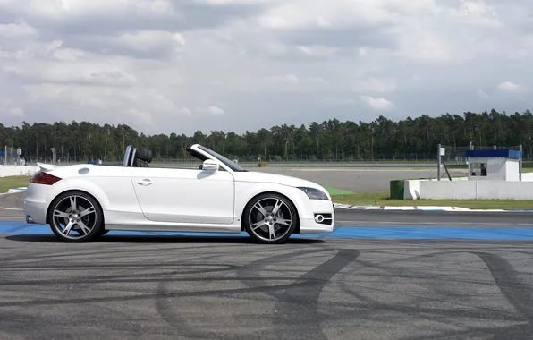 Audi, White, Machine, Street, Convertible, Day, ABBOT, Side view