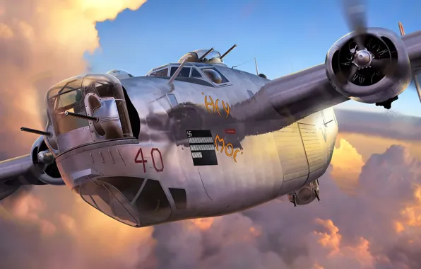 Figure, Liberator, B-24, Consolidated, American heavy bomber