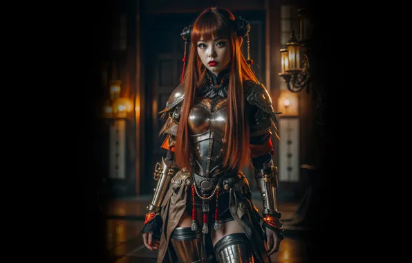 Girl, fantasy, Asian, armor
