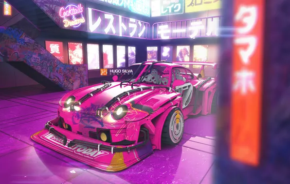 Auto, Figure, Porsche, Machine, Art, Art, Sci-Fi, Cyberpunk