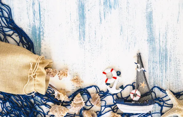 Background, mesh, shell, boat, Morska Zvezda, sea