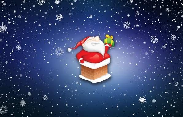 Minimalism, Snow, Christmas, Snowflakes, Background, New year, Holiday, Santa Claus