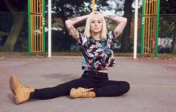 Girl, woman, feathers, model, tattoo, blonde, tattoos, female