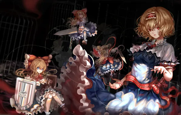 Doll, sword, Shanghai, shit, bow, touhou, art, ruffles