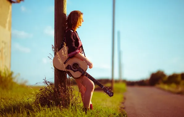 Picture road, girl, music