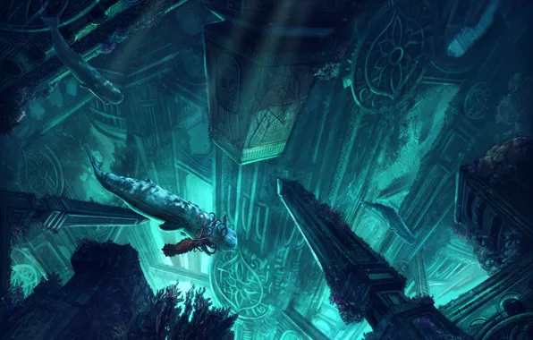 The ocean, The city, Cthulhu, Fiction, The Call Of Cthulhu, Illustration, Characters, Architecture