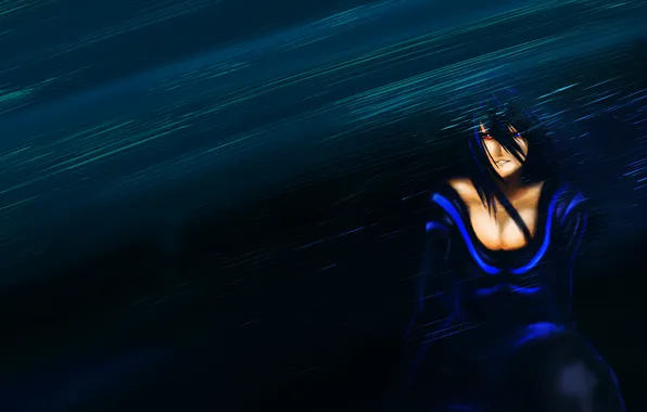 Chest, look, girl, smile, rain, art, heterochromia, MyTh1C