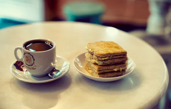 Picture coffee, cookies, bread, Cup, sandwich, dessert, sladosti