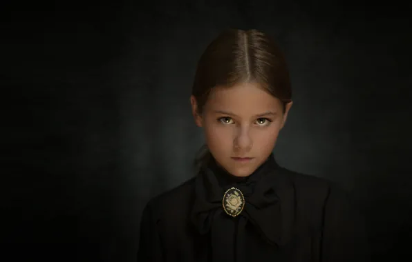 Sadness, background, portrait, girl, brooch