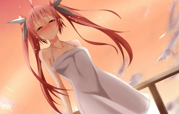 Summer, smile, tears, girl, blush, sundress
