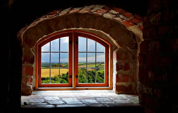 Summer, the sky, rendering, dal, grille, horizon, window, the view from the window