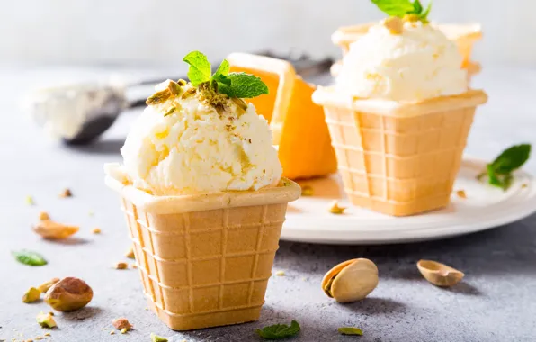 Ice cream, vanilla, waffle Cup, Iryna Melnyk