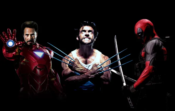 Iron man, deadpool, superheroes, Wolverine, Logan, Tony stark